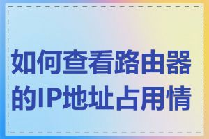 如何查看路由器的IP地址占用情况