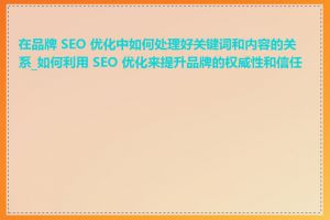在品牌 SEO 优化中如何处理好关键词和内容的关系_如何利用 SEO 优化来提升品牌的权威性和信任度