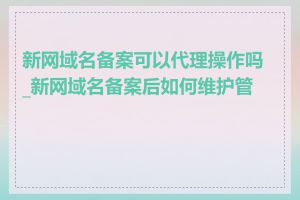 新网域名备案可以代理操作吗_新网域名备案后如何维护管理