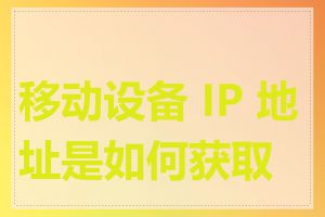 移动设备 IP 地址是如何获取的