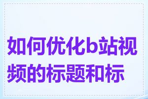如何优化b站视频的标题和标签