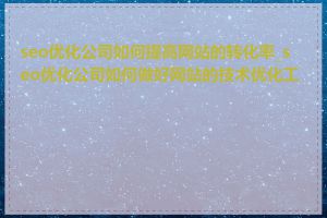 seo优化公司如何提高网站的转化率_seo优化公司如何做好网站的技术优化工作