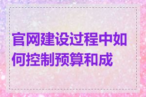 官网建设过程中如何控制预算和成本