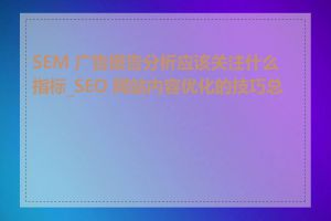 SEM 广告报告分析应该关注什么指标_SEO 网站内容优化的技巧总结
