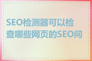 SEO检测器可以检查哪些网页的SEO问题