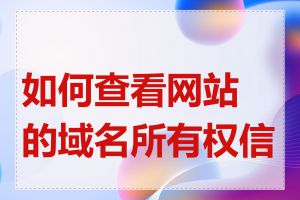 如何查看网站的域名所有权信息