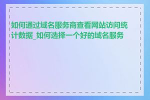 如何通过域名服务商查看网站访问统计数据_如何选择一个好的域名服务商