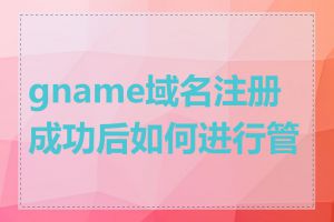 gname域名注册成功后如何进行管理