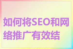 如何将SEO和网络推广有效结合
