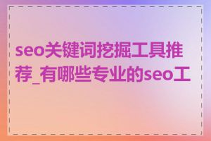 seo关键词挖掘工具推荐_有哪些专业的seo工具