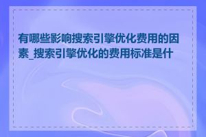 有哪些影响搜索引擎优化费用的因素_搜索引擎优化的费用标准是什么