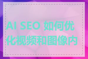 AI SEO 如何优化视频和图像内容