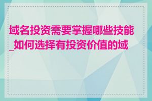 域名投资需要掌握哪些技能_如何选择有投资价值的域名
