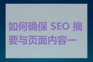 如何确保 SEO 摘要与页面内容一致