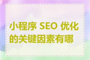 小程序 SEO 优化的关键因素有哪些