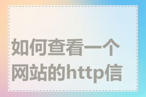 如何查看一个网站的http信息