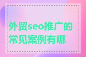 外贸seo推广的常见案例有哪些