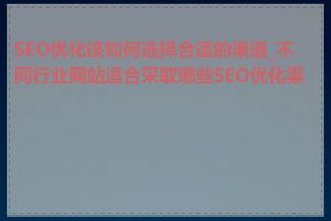 SEO优化该如何选择合适的渠道_不同行业网站适合采取哪些SEO优化渠道
