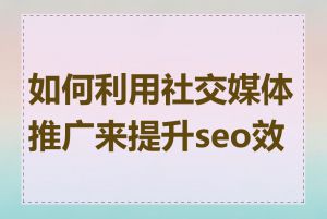 如何利用社交媒体推广来提升seo效果