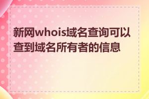 新网whois域名查询可以查到域名所有者的信息吗