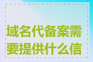 域名代备案需要提供什么信息
