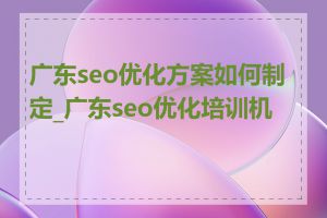 广东seo优化方案如何制定_广东seo优化培训机构