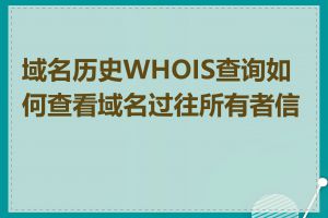 域名历史WHOIS查询如何查看域名过往所有者信息