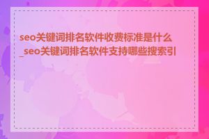 seo关键词排名软件收费标准是什么_seo关键词排名软件支持哪些搜索引擎