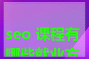 seo 课程有哪些就业方向