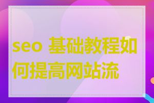 seo 基础教程如何提高网站流量