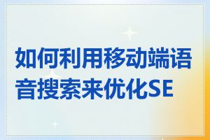 如何利用移动端语音搜索来优化SEO