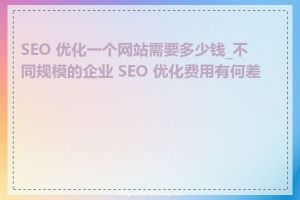 SEO 优化一个网站需要多少钱_不同规模的企业 SEO 优化费用有何差异