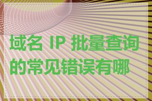 域名 IP 批量查询的常见错误有哪些