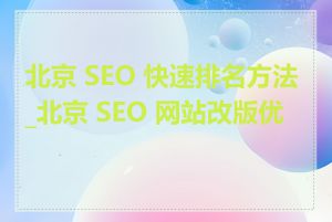 北京 SEO 快速排名方法_北京 SEO 网站改版优化