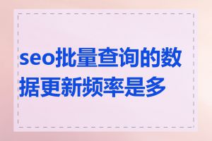 seo批量查询的数据更新频率是多少