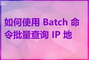 如何使用 Batch 命令批量查询 IP 地址