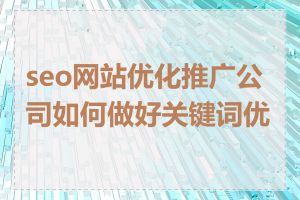 seo网站优化推广公司如何做好关键词优化