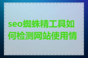 seo蜘蛛精工具如何检测网站使用情况