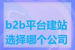 b2b平台建站选择哪个公司好
