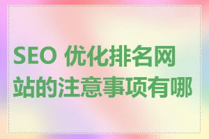 SEO 优化排名网站的注意事项有哪些