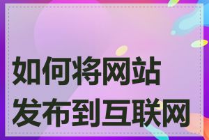 如何将网站发布到互联网上