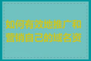 如何有效地推广和营销自己的域名资产