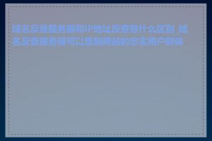 域名反查服务器和IP地址反查有什么区别_域名反查服务器可以查到网站的忠实用户群体吗