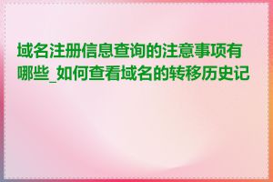 域名注册信息查询的注意事项有哪些_如何查看域名的转移历史记录