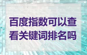 百度指数可以查看关键词排名吗