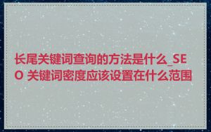 长尾关键词查询的方法是什么_SEO 关键词密度应该设置在什么范围