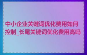 中小企业关键词优化费用如何控制_长尾关键词优化费用高吗
