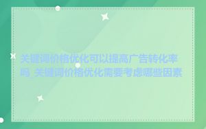 关键词价格优化可以提高广告转化率吗_关键词价格优化需要考虑哪些因素