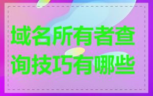 域名所有者查询技巧有哪些