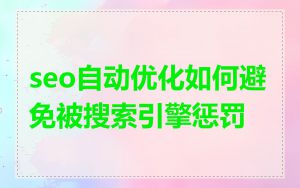 seo自动优化如何避免被搜索引擎惩罚
